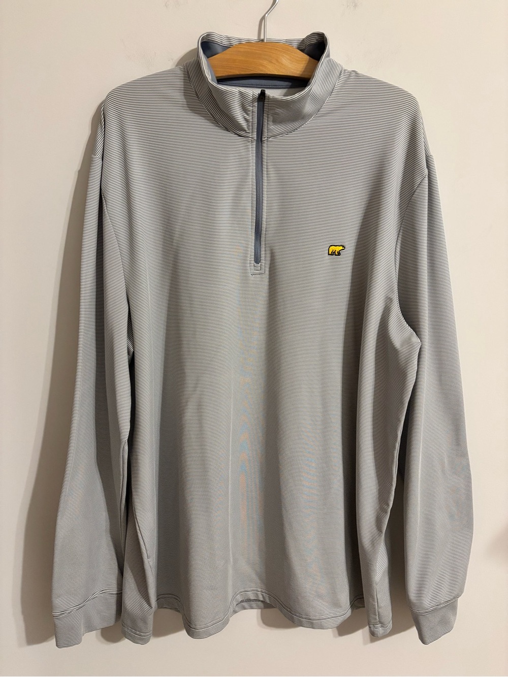 Jack Nicklaus gray, light blue & white micro-striped men's quarter-zip pullover